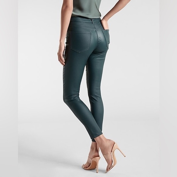 Express Forest green Coated Skinny Pants sz 00R - Picture 4 of 16